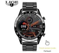 RUMOCOVO Montre Connectée pour Android et IOS, bracelet de Sport pour hommes, étanche, appels Bluetooth, Ceinture acier noir