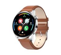 RUMOCOVO Montre Connectée pour hommes, avec appels Bluetooth, de fréquence cardiaque, pour Android et iOS, cuir marron