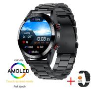 RUMOCOVO® Montre connectée pour hommes, écran AMOLED 454x454, Bluetooth, appel, moniteur de fréquence cardiaque,2281 - Acier Noir