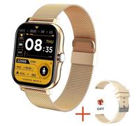 RUMOCOVO® Montre connectée pour les hommes et les femmes, Bluetooth, appel, musique, écran tactile, 2403 - Maille or