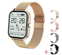 RUMOCOVO® Montre connectée pour Xiaomi, Samsung, Android, Bluetooth, appel 2022, pour hommes et femmes ER6 MESH BELT GOLD