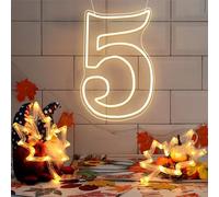 RumonZS Lampe LED Chiffre 5 Néon USB en Acrylique Décoration Anniversaire Joyeux anniversairey Décoration de Table Déco Bar Déco 50 Ans Décoration Murale Intérieure