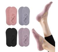 Rumsfel 4 Paires Yoga Chaussettes,Chaussette Pilates, Chaussette Yoga Antidérapante, Antidérapantes avec Picots,pour Pilates, Fitness, Gym, Confortables et Respirantes,Semelle Adhérente