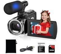 Rumyums Caméscope UHD 4K 48 MP Vlogging Caméra Enregistreur 7,6 cm IPS Zoom 18X Caméscopes Caméra avec Microphone pour Enfants, Adolescents, Étudiants, Débutants (Noir)