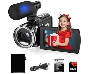 Rumyums Caméscope UHD 4K 48 MP Vlogging Caméra Enregistreur 7,6 cm IPS Zoom 18X Caméscopes Caméra avec Microphone pour Enfants, Adolescents, Étudiants, Débutants (Noir)