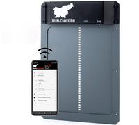 RUN-CHICKEN Porte Automatique poulailler (Gris), avec Batterie, Détection de la lumière, Programmable avec minuterie, Aluminium Porte poulailler Automatique, Trappe poulailler, Modèle T50