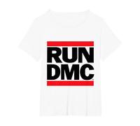 Run DMC Official Logo Light T-Shirt, Femme Grandes Tailles, Blanc, 3X