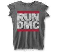 Run Dmc - Rock Off officially licensed products Run Dmc Ladies Burnout T-Shirt: Dmc Logo (Charcoal Gris) Size XXL