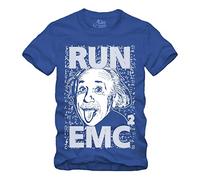 Run EMC ² - T-shirt Albert Einstein S-XXXXL E = mc² Physique Prix Nobel Mathématiques Sheldon Genie Science, bleu, L