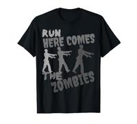 Run Here Comes The Zombies Costume de Zombie Amusant pour Halloween T-Shirt Graphique avec Valeur