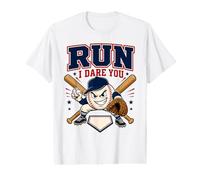 Run I Dare You Attrape-Balle de Baseball rétro T-Shirt Graphique avec Valeur