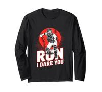 Run I Dare You Baseball Catcher Funny Baseball Catcher Quote Manche Longue