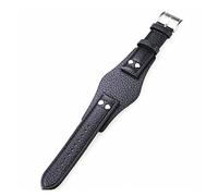 Run Ken 22mm Black Brown Genuine Men's Leather Watch Strap Compatible With Fossil Ch2564 Ch2565 Ch2891ch3051 Wristband Tray Watchband Bracelet Belt(Black)