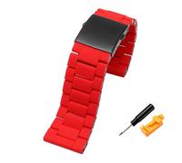 Run Ken Bande de montre en acier inoxydable en silicone de 28 mm compatible avec bracelet de montre diesel DZ7396 DZ7370 DZ4289 DZ7070 DZ7395 Bracelet de bracelet en caoutchouc homme(Red)