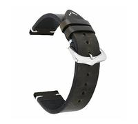 Run Ken Bracelet De Montre en Cuir De Veau 18mm 19mm 20mm 21mm 22mm 24mm Bracelet De Montre Couture Bracelet en Cuir Véritable Bracelet De Poignet Rétro avec Épingles(Gray Green_18mm)