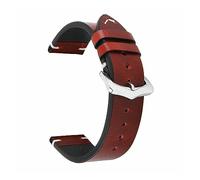 Run Ken Bracelet De Montre en Cuir De Veau 18mm 19mm 20mm 21mm 22mm 24mm Bracelet De Montre Couture Bracelet en Cuir Véritable Bracelet De Poignet Rétro avec Épingles(Red_20mm)