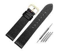 Run Ken Bracelet De Montre En Cuir Véritable Motif Lézard 10 12 14 16mm 18 20mm Montre Bande De Montres-bracelets Élégantes Simples(Black gold buckle,8mm)