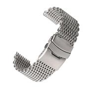 Run Ken Bracelet De Montre En Maille Requin Acier 18/20/22/24mm Argent Milan Tissage Double Sangle À Pression(24mm)