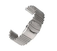 Run Ken Bracelet De Montre En Maille Requin Acier 18/20/22/24mm Argent Milan Tissage Double Sangle À Pression(18mm)