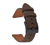 Run Ken Bracelet de montre en toile à voile, nylon, cuir, libération rapide | Remplacement de la ceinture for hommes et femmes(Brown-Black,22mm)