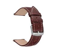 Run Ken Bracelet De Montre Motif Crocodile 14 Mm 16 Mm 18 Mm 20 Mm 22 Mm 24 Mm Fermoir À Boucle En Métal Argenté For Femmes Et Hommes(Brown-white,24mm)