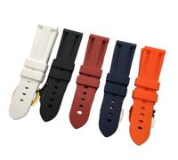 Run Ken Bracelet de rechange en caoutchouc de silicone pour montre 22 mm, 24 mm, 26 mm, noir, bleu, rouge, orange, blanc, bracelet de rechange pour panerai, outils de ceinture, boucle en acier, With