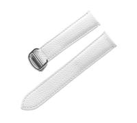 Run Ken Bracelet en Cuir Motif Lychee Substitut De Bracelet De Montre en Cuir Souple Compatible avec Le Bracelet Cartier Tank for Hommes Et Femmes(White_22mm)