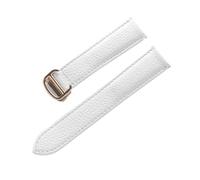 Run Ken Bracelet en Cuir Motif Lychee Substitut De Bracelet De Montre en Cuir Souple Compatible avec Le Bracelet Cartier Tank for Hommes Et Femmes(White Gold Buckle_18mm)