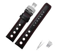 Run Ken Bracelet En Cuir Véritable 20 Mm Compatible Avec Tissot Sports Racing Series PRS516 T91 1853 Bracelet De Montre For Homme Avec Fermoir Papillon Ceinture En Cuir De Vachette Souple(Black-red,Bl