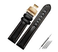 Run Ken Bracelet En Cuir Véritable Noir Rouge Vert Couleur De Montre Fermoir Papillon Taille 18mm 20mm 21mm22mm(Black gold buckle,21mm)