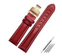 Run Ken Bracelet En Cuir Véritable Noir Rouge Vert Couleur De Montre Fermoir Papillon Taille 18mm 20mm 21mm22mm(Red gold buckle,18mm)