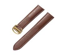 Run Ken Compatible Avec Les Accessoires De Montre À Boucle Déployante For Hommes Et Femmes De Cartier Tank Litchi Grain En Cuir Souple(Dark brown gold,16mm)