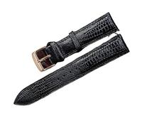 Run Ken Mode Lézard Texture Cuir Bracelet De Montre Boucle Ardillon Bracelet De Montre For Femme Et Homme 12mm 14mm 16mm 18mm 20mm 22mm 24mm(Black Rosegold,24mm)