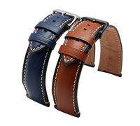 Run Ken Nouveau Bracelet en Cuir Véritable 20mm 22mm 24mm Bracelet De Montre Compatible avec Le Bracelet en Cuir De Montre Fossile FTW1114/FS5151(Blue Gold Buckle_20mm pin Buckle)