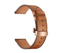 Run Ken Sangle en cuir de 20 mm compatible avec Samsung Galaxy Watch 4 3 Classic Band 42mm 46mm Active 2 40 mm 44 mm 41 mm Bracelet for Garmin Venu/Sq Ceinture(Brown-Rosegold Clasp)