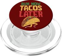 Run Now Tacos Later Citation Amusante après l'entraînement et la Course à Pied PopSockets PopGrip pour MagSafe