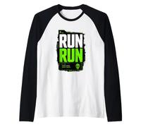 Run Run Marathon Sport Illustration Graphic Manche Raglan