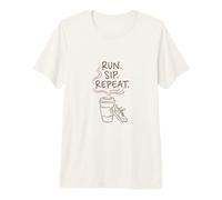 Run Sip Repeat Run Club Coffee Runner Crew T-Shirt Haut de Gamme