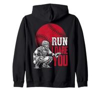 Run Steal I Dare You Baseball Catcher Vintage Humor Sweat à Capuche