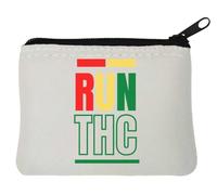 Run THC Pochette porte-monnaie en néoprène avec logo Rasta Blanc 10 x 11 cm