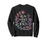 Run The Race with Jesus Foi du Coureur chrétien - Sweatshirt