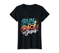 Run The Race with Jesus Foi du Coureur chrétien - T-Shirt Graphique avec Valeur
