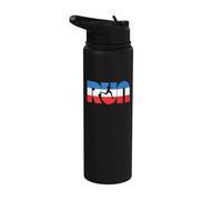 RUN Vintage Red White & Blue Retro Runner Graphic Stainless Steel Insulated Water Bottle