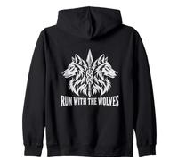 Run with The Wolves Motif Lance de Loup Nordique Sweat à Capuche