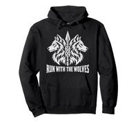 Run with The Wolves Motif Lance de Loup Nordique Sweat à Capuche