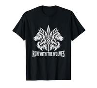 Run with The Wolves Motif Lance de Loup Nordique T-Shirt