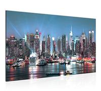 Runa Art 605414a New York City Tableau mural non tissé Format XXL Motif ville Bleu 1 pièce Fabriqué en Allemagne Prêt à suspendre