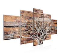 Runa Art Abstrait Arbre Tableau Murale Impression sur Toile Intissee 5 parties Aspect Bois Beige Marron Chambre Salle 108953a
