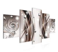 Runa Art Abstrait Tableau Murale Impression sur Toile Intissee 5 Parties Diamant Beige Marron Chambre Salle 017953a