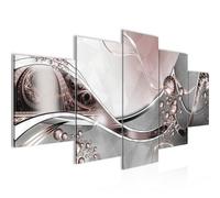 Runa Art Abstrait Tableau Murale Impression sur Toile Intissee 5 Parties Diamant Gris Rose Chambre Salle 109153a